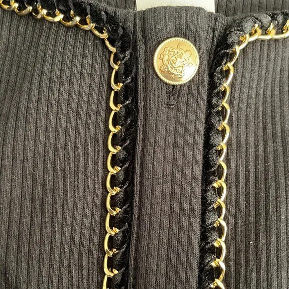 J. Crew Factory Black Jacket with Gold Accents and Velvet  & Gold Trim. - Picture 7 of 8